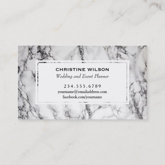 Event-Planer für Schwarzweiß-Marmor Visitenkarte (Rückseite)