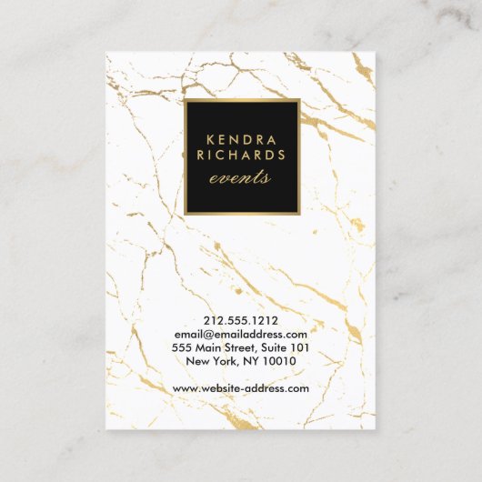Event-Planer für White und Gold Marmor Grosser Visitenkarte (Rückseite)