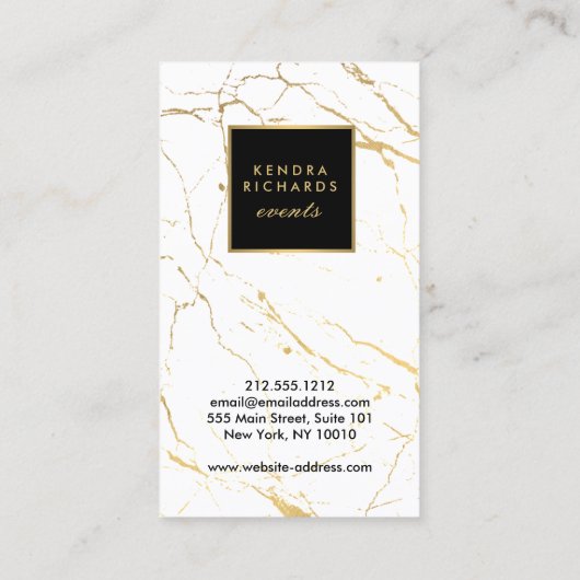 Event-Planer für White und Gold-Marmor Visitenkarte (Rückseite)