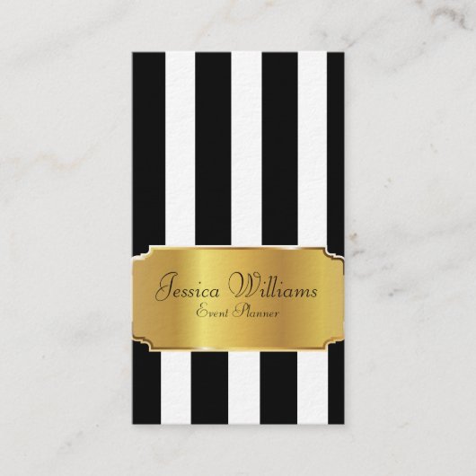 Event-Planer Gold-Label für Black Strips Visitenkarte (Vorderseite)