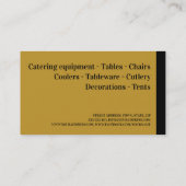 Event Planer Party Verleih von Tableware Gold Glit Visitenkarte (Rückseite)