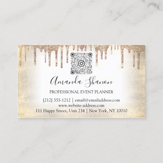 Event-Planer Rose Blume Tropfen QR Logo Elegant Visitenkarte (Rückseite)