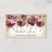 Event-Planer Rose Blume Tropfen QR Logo Elegant Visitenkarte (Vorderseite)
