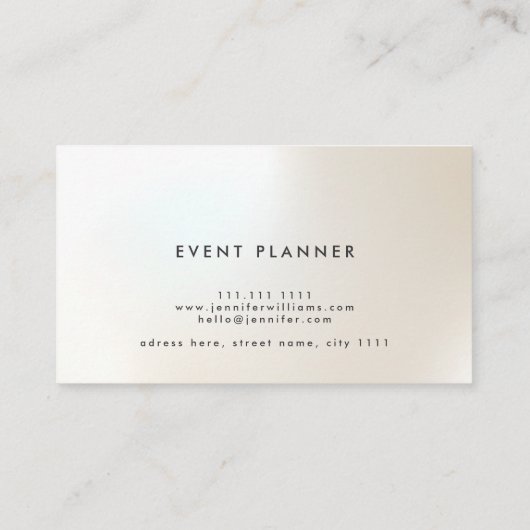 Event Planer Rose Gold Elegantes Minimalistisches Visitenkarte (Rückseite)