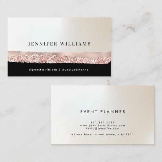 Event Planer Rose Gold Elegantes Minimalistisches Visitenkarte (Vorne/Hinten)