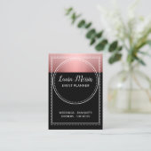 Event-Planer Rose Gold Metallic auf Black Visitenkarte (Stehend Vorderseite)