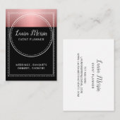Event-Planer Rose Gold Metallic auf Black Visitenkarte (Vorne/Hinten)