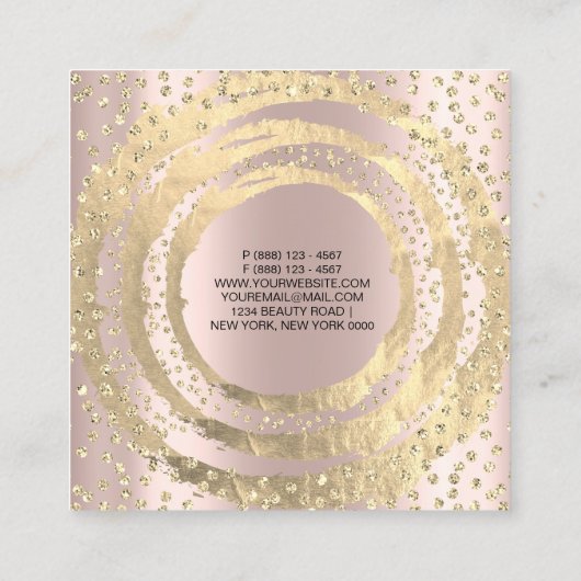 Event Planer Rose Unicorn Gold Glitzer Quadratische Visitenkarte (Rückseite)