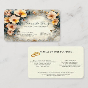 Event Planer Watercolor Blume Gold Filigree Visitenkarte