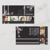 Event Planner Film Photo Business Card Black Flora Visitenkarte (Vorne/Hinten)