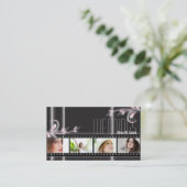 Event Planner Film Photo Business Card Black Flora Visitenkarte (Stehend Vorderseite)