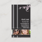 Event Planner Film Photo Business Card Black Flora Visitenkarte (Rückseite)