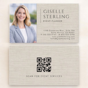 Event Planner Leinen Foto QR Code Visitenkarte