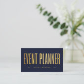 Event Planner Logo Navy Und Gold Qr Code Visitenkarte (Stehend Vorderseite)