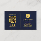 Event Planner Logo Navy Und Gold Qr Code Visitenkarte (Rückseite)