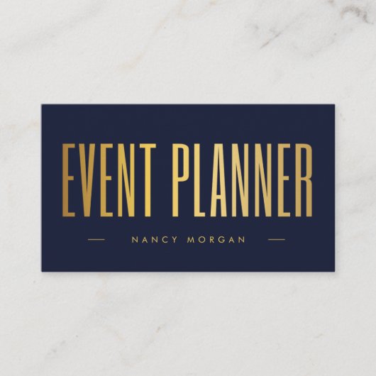 Event Planner Logo Navy Und Gold Qr Code Visitenkarte (Vorderseite)