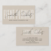 Event planner modern typography script beige visitenkarte (Vorne/Hinten)