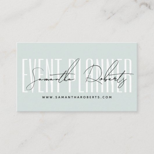 Event planner modern typography script blue visitenkarte (Vorderseite)