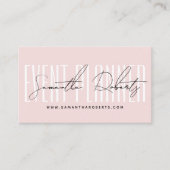 Event planner modern typography script blush pink visitenkarte (Vorderseite)
