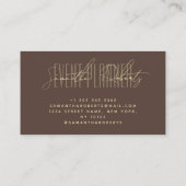 Event planner modern typography script brown visitenkarte (Rückseite)
