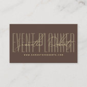 Event planner modern typography script brown visitenkarte (Vorderseite)