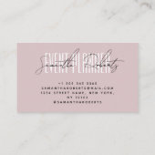 Event planner modern typography script dusty pink visitenkarte (Rückseite)