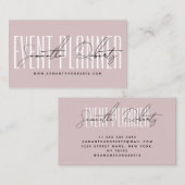 Event planner modern typography script dusty pink visitenkarte (Vorne/Hinten)