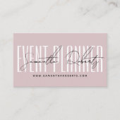 Event planner modern typography script dusty pink visitenkarte (Vorderseite)