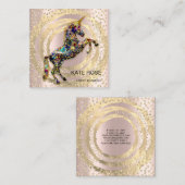 Event Planner Music Media Blue Unicorn Holograph Quadratische Visitenkarte (Vorne/Hinten)