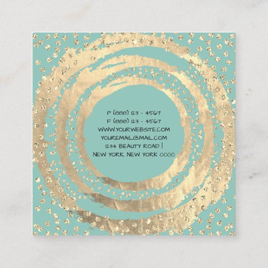 Event Planner Music Media Fashion Blogger Minze Quadratische Visitenkarte (Rückseite)