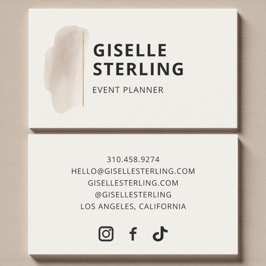 Event Planner Neutral Beige Watercolor Visitenkarte