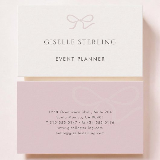 Event Planner Pink Bow Visitenkarte