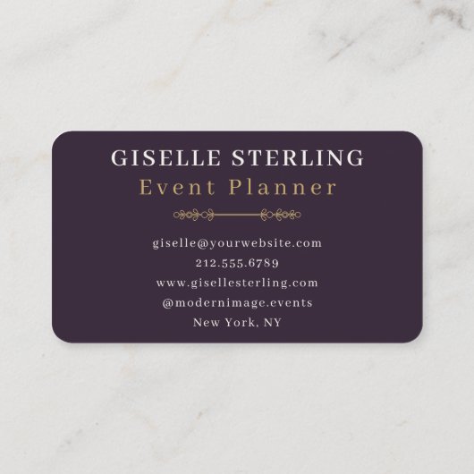 Event Planner Purple  Visitenkarte (Rückseite)