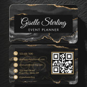 Event Planner QR Code Black Gold Visitenkarte