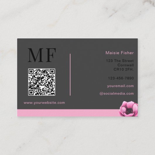 Event Planner QR Code Monogram Custom Modern Visitenkarte (Rückseite)