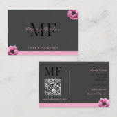 Event Planner QR Code Monogram Custom Modern Visitenkarte (Vorne/Hinten)