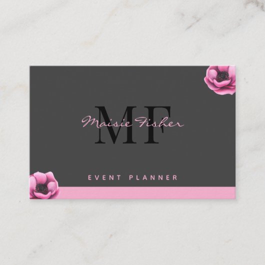 Event Planner QR Code Monogram Custom Modern Visitenkarte (Vorderseite)