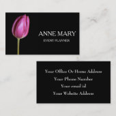 Event Planner Wedding Coordinator Pink Tulip Black Visitenkarte (Vorne/Hinten)