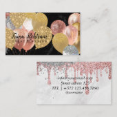 Event Planning Glitzer Sparkling Rose Business Car Visitenkarte (Vorne/Hinten)