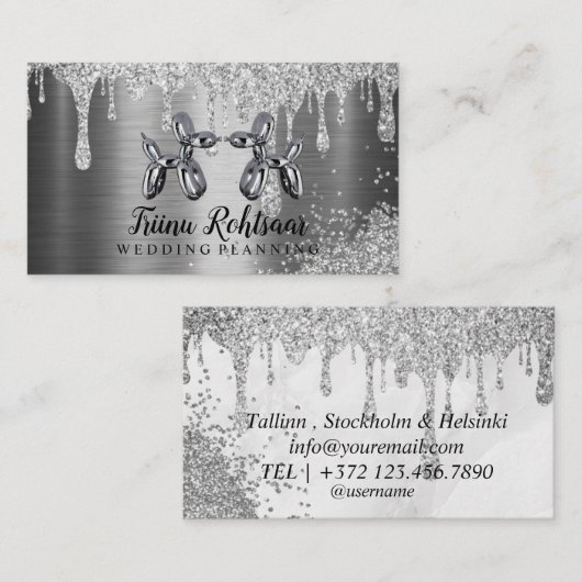 Event Planning Party Decoration Glitzer Balloons Visitenkarte (Vorne/Hinten)