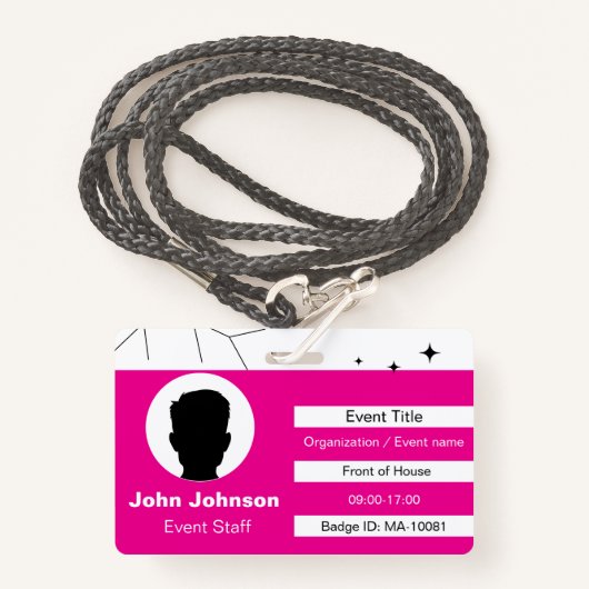 Event Staff Ausweis (Vorderseite mit Schlüsselband)