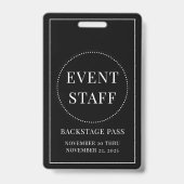 Event Staff Backstage Pass Black White ID Ausweis (Rückseite)