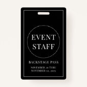 Event Staff Backstage Pass Black White ID Ausweis (Rückseite)