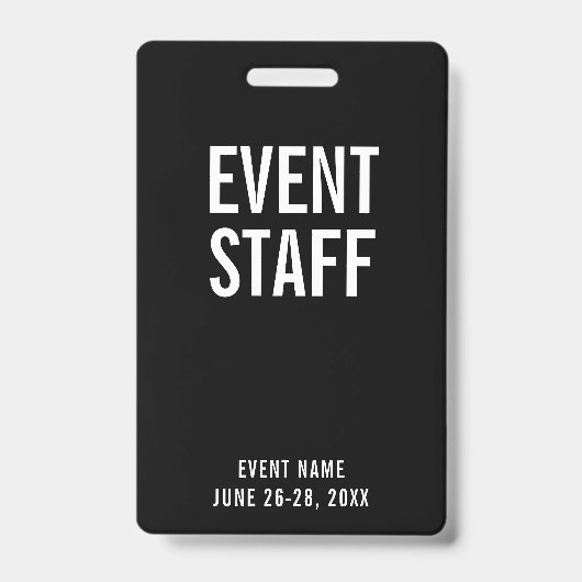 Event Staff Black All Access Pass Ausweis (Vorderseite)