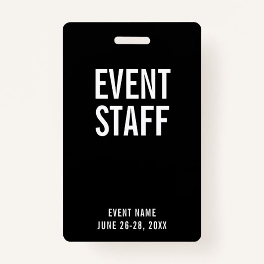 Event Staff Black All Access Pass Ausweis (Vorderseite)