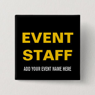 EVENT STAFF BUTTON PIN   SCHWARZ GELB