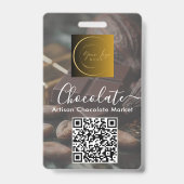 Event Staff Photo Qr Code Logo Chocolate Festival Ausweis (Rückseite)