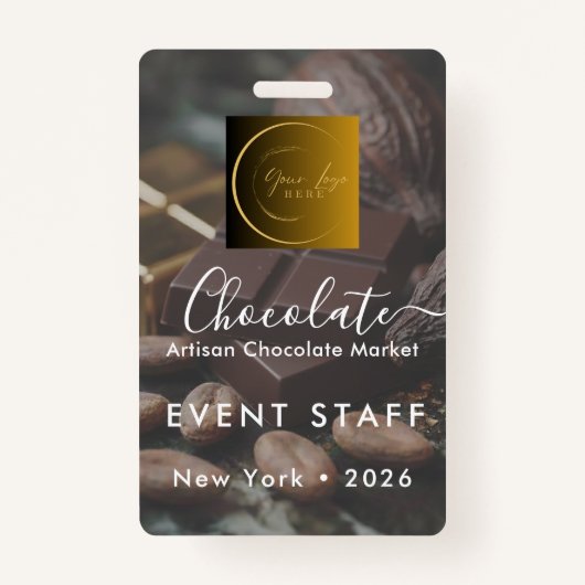 Event Staff Photo Qr Code Logo Chocolate Festival Ausweis (Vorderseite)
