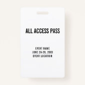 Event Staff White All Access Pass Ausweis (Rückseite)