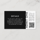 Event-Ticket | Black Modern QR Code Concept Ticket (Rückseite)